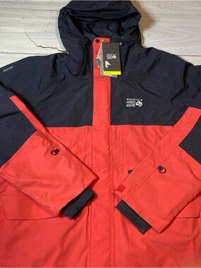 NEW Mountain Hardwear Men's First Tracks Jacket - Size XXL Solar Pink/Black
